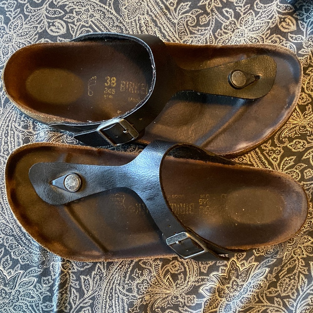 Gizeh Birkenstock in Black oiled leather size 38 in VGUC